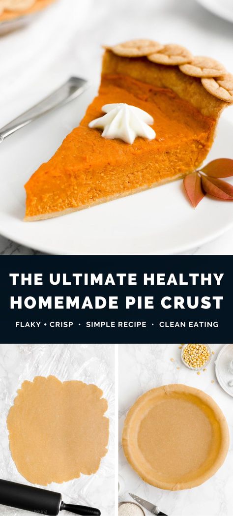 This is my trusted healthy homemade pie crust recipe! It’s flaky & crisp with a rich buttery flavor. Simple to make too — with common ingredients! It’s the perfect base for just about ANY kind of pie. Apple, pumpkin, pecan, sweet potato… You name it! Healthy pie crust recipe clean eating. Homemade pie crust recipe easy. All butter pie crust. Whole wheat pie crust recipe healthy. How to make pie crust from scratch. Low Calorie Pie Crust Recipes, Nut Based Pie Crust, Healthy Pumpkin Pie Crust, Healthy Pie Crust Recipe Easy, Whole Wheat Pie Crust Recipe, Low Fat Pie Crust, Low Fat Pie Crust Recipe, Organic Pie Crust Recipe, Low Calorie Pie Crust