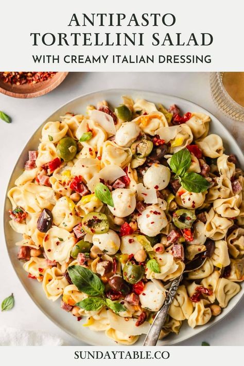 White Pasta Salad, Tortalini Salad, Best Italian Pasta Salad, Chicken Salami, Homemade Creamy Italian Dressing, Side Dishes For A Crowd, Best Italian Pasta, Dishes For A Crowd, Creamy Italian Dressing