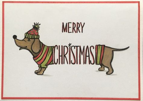 Two Jays Stamped Cards, Cute Dog Christmas Card, Christmas Themed Drawing Ideas, Sausage Dog Christmas Cards, Horse Christmas Cards Handmade, Christmas Card Ideas For Girlfriend, Dragon Christmas Card, Christmas Dogs Drawings, Rudolf Drawing