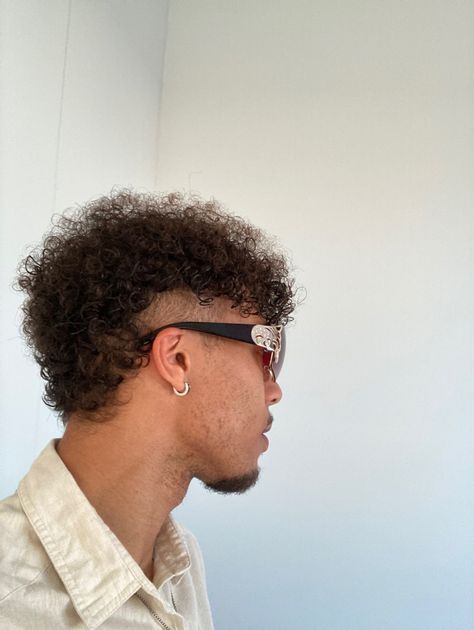 African American Mullet Haircut, Haircuts For Loose Curly Hair Men, Curly Hair Mullet Men Black, Mullet Hairstyle Black Mens, Mullet On Black Man, 4c Hair Mullet, Mixed Men Hairstyles, Afro Mullet Black Man, Afro Mullet Men