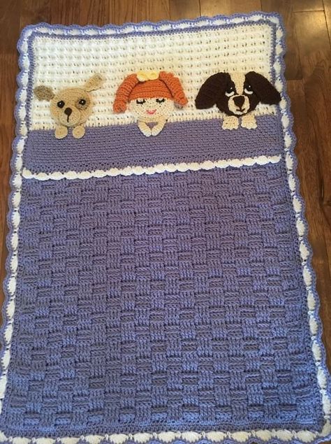 Crochet Blanket Girl, Wedding Crochet Patterns, Crochet Blanket Border, Puppy Blanket, Bear Blanket, Crochet Blanket Designs, Sleepy Time, Baby Afghan Crochet, I Love This Yarn