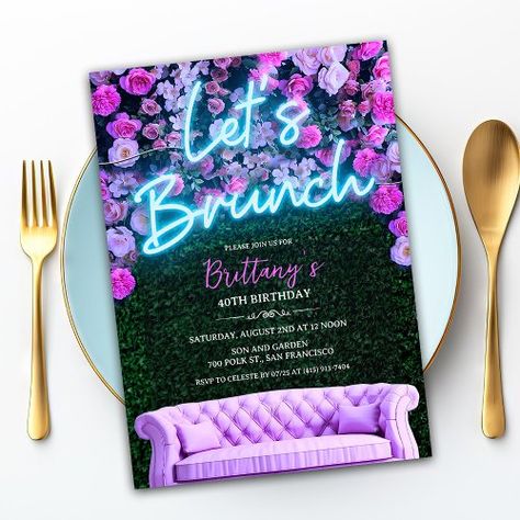 $2.45 | ANY EVENT - Neon Brunch Floral Invitation - neon brunch invitation, neon floral brunch invitation, brunch birthday invitation, bridal shower brunch invitation, let's brunch invitation, brunch and bunco invitation, mimosa party invitation, mimosa brunch invitation, brunch on the balcony invitation, brunch and bubbly invitation Birthday Brunch Invitations, Summer Brunch Party, Botox Business, Mimosa Party, Brunch Flyer, Engagement Brunch, Floral Brunch, Brunch Party Decorations, Mimosa Brunch