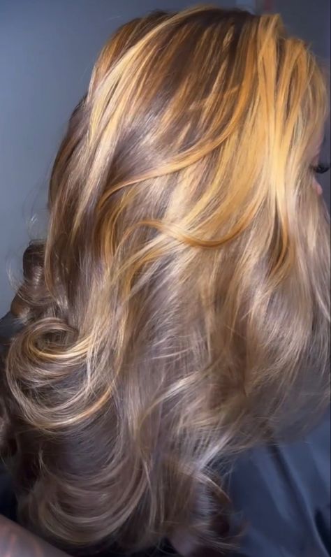 3 Tone Hair Color Highlights, Nomi Aesthetic, Honey Blonde Highlights On Dark Hair, 2000s Hair, Hair Grease, Natural Hair Blowout, Blonde Dye, Blonde Highlights On Dark Hair, Grease Hairstyles