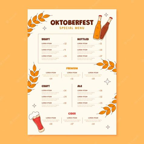 Premium Vector | Hand drawn menu template for oktoberfest beer festival celebration Oktoberfest Beer, Festival Celebration, Beer Festival, Vector Hand, Menu Template, Premium Vector, Graphic Resources, Hand Drawn, How To Draw Hands