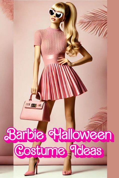 10 Barbie Halloween Costume Ideas - Shop The Style Barbie Costume Princess, Office Barbie Costume, Women Barbie Outfits, Diy Workout Barbie Costume, Iconic Barbie Looks, Barbie Doll Costume Halloween, Barbie Dress Up Costumes, Halloween Barbie Costume, Barbie Diy Costume