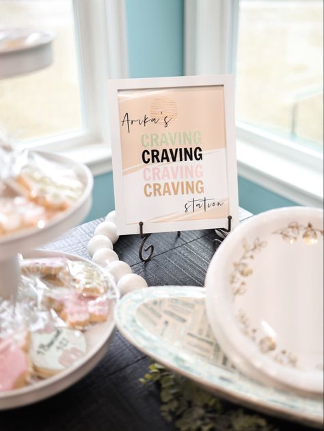 Baby Shower Cravings Table, Table Baby Shower, Baby 2024, Pregnancy Cravings, Spring Baby Shower, Food Table, Spring Baby, Food Cravings, Shower Ideas