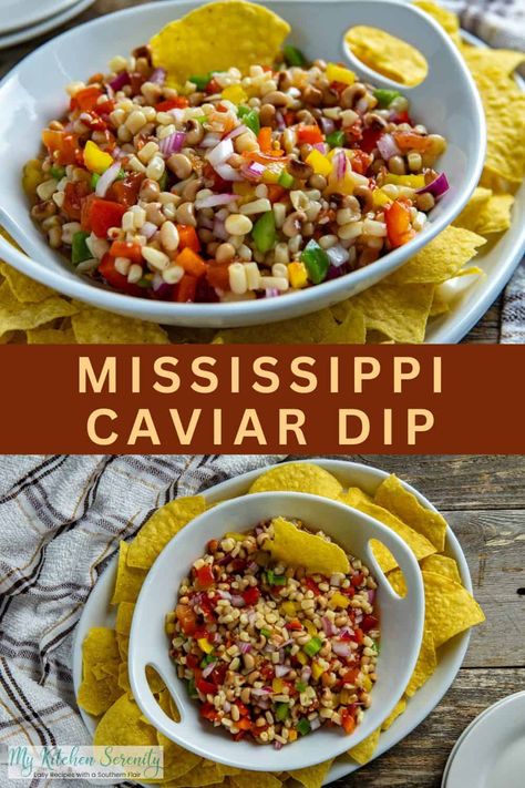 Mississippi Caviar is one of those hearty and refreshing appetizers that hits the spot and brings people together. You’ve got black-eyed peas, which are a Southern staple, mixed in with veggies like corn, bell peppers, onions, Rotel tomatoes, and zesty Italian dressing. Mississippi Caviar Black Eyed Pea, Mississippi Caviar Dip, Southern Caviar Recipe, Mississippi Caviar, Refreshing Appetizers, Black Eyed Pea Dip, Thanksgiving Meal Plan, Appetizer Easy, Recipe Ingredients List