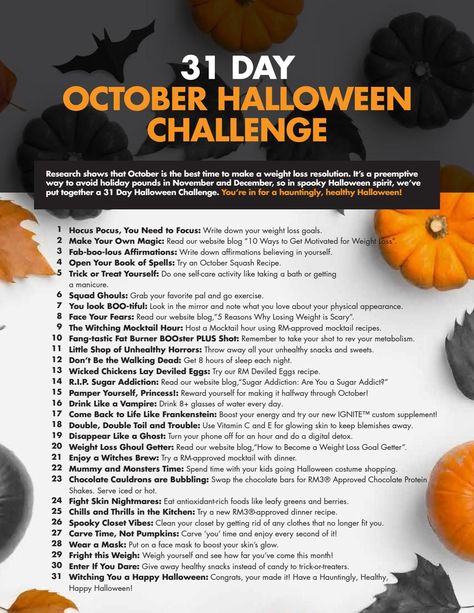 31 Day October Halloween Challenge Halloween Challenge 30 Day, October Walking Challenge, 31 Days Of Halloween Makeup Challenge List, Halloween Fitness Challenge, October 30 Day Challenge, October Fitness Challenge Ideas, October Fitness Challenge, Squatober Challenge, October Challenge 30 Day