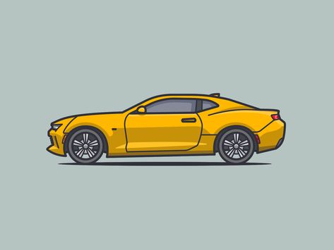 Chevrolet Camaro Yellow, Car Minimalist, Simple Car Drawing, Yellow Camaro, Camaro 2016, Cool Car Drawings, Car Wraps, Car Artwork, Camaro Zl1