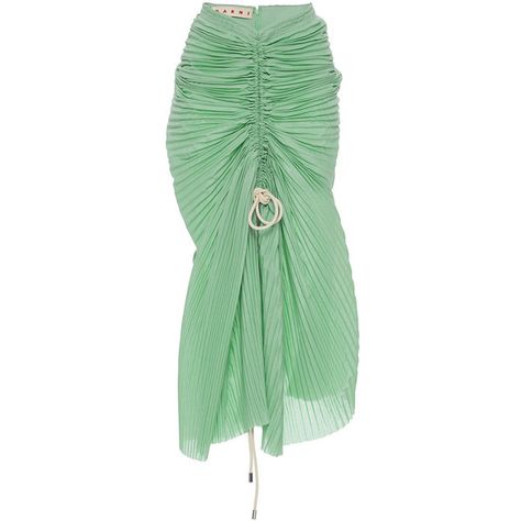 Marni Ruched Muslin Plisse Skirt (28.255 RUB) ❤ liked on Polyvore featuring skirts, marni, green, green high waisted skirt, marni skirt, green skirt, high waisted knee length skirt and ruched skirt Marni Fashion, Marni Dress, Plisse Dress, High Rise Skirt, Ruched Skirt, Gathered Skirt, Summer Skirts, Green Skirt, Knee Length Skirt