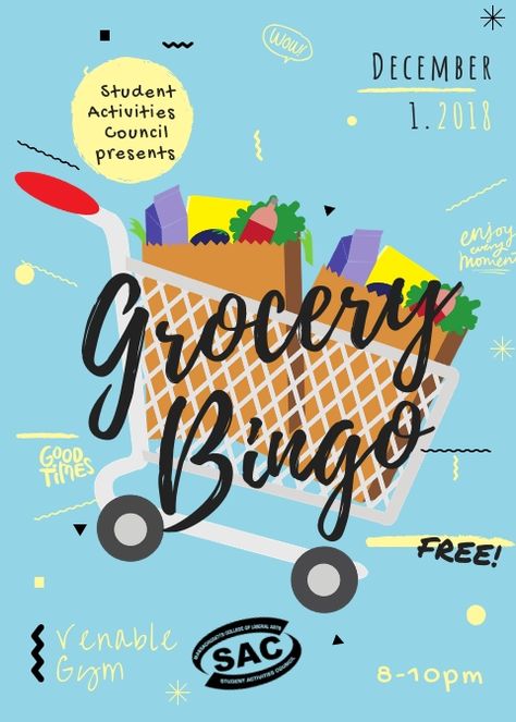 Grocery Bingo Campus Activities Board Events, College Club Activities, College Campus Events, Fun College Events, Ra Social Programs, Bsu Ideas, Ra Activities, Bingo Event, College Event Ideas