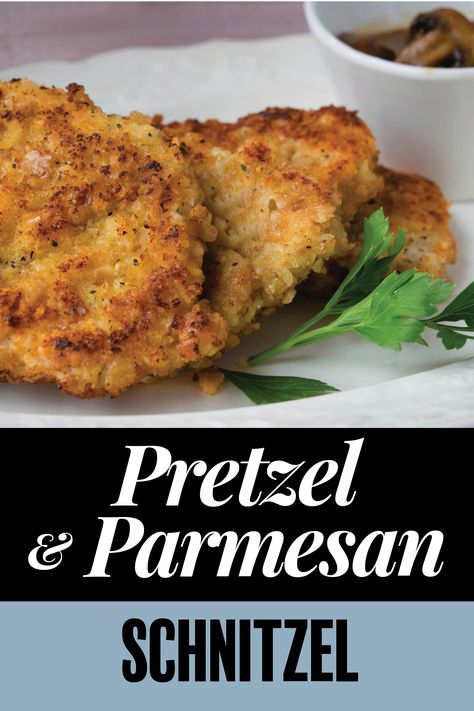 Pretzel Crusted Pork Tenderloin, Pretzel Pork Chops, Pretzel Coated Pork Chops, Pretzel Crusted Pork Chops, Pork Snitzel, Everything Pretzel, Pork Schnitzel Recipe, Easy German Recipes, Schnitzel Recipes