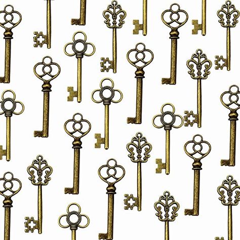 (Set of 30) Mixed Vintage Old Look Skeleton Keys Fancy Heart Bow Necklace Pendants (Bronze): Amazon.co.uk: Kitchen & Home Pirate Themed Birthday, 23 Style, Harry Potter Bday, Victorian Filigree, Vintage Skeleton Keys, Filigree Heart, Skeleton Keys, Xmas Wishes, Antique Keys