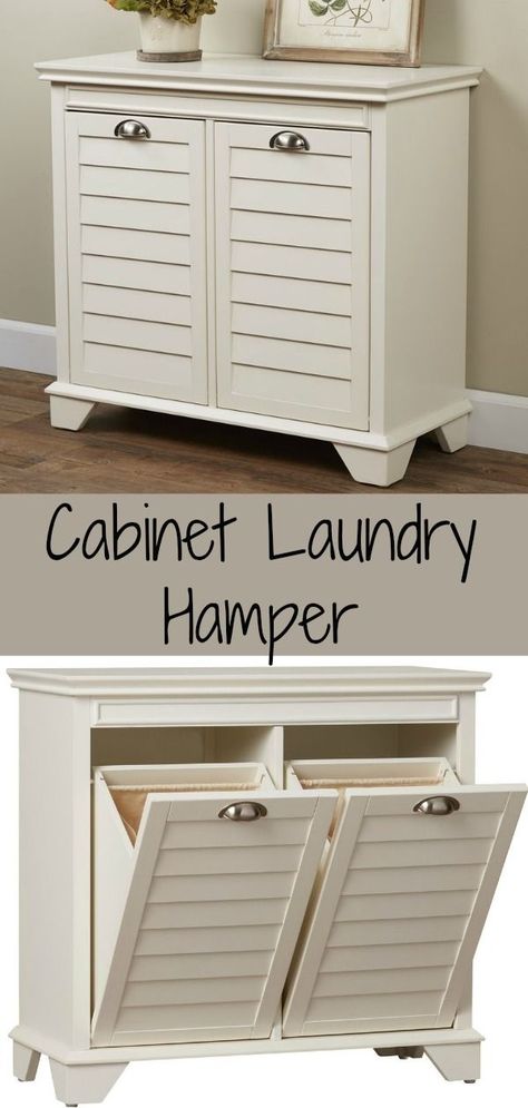 What a great way to keep a hamper hidden. Great for inside the bathroom or even across the hallway.  #hamper #laundry #ad Decorative Laundry Hamper, Hallway Laundry Basket Ideas, Laundry Hampers Small Space, Hamper Solutions Small Spaces, Bathroom Vanity With Hamper, Bathroom Laundry Hamper Ideas, Hallway Hamper Ideas, Clothes Hamper Ideas Diy, Laundry Hamper Ideas Small Space Bedroom