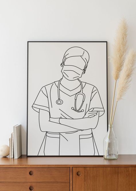 Minimalist Doctor Line Art, Digital Download, Medical artwork, Surgical Print, Clinic Printable, Nurse drawing, Simple Sketch, Office Decor Doctor Sketch Medical, Nurse Drawing Sketch, Doctor Sketch Drawings, Doctor Line Art, Doctor Sketch, Doctor Painting Art, Nurse Drawing Easy, Nurse Drawing Art, Doctor Painting