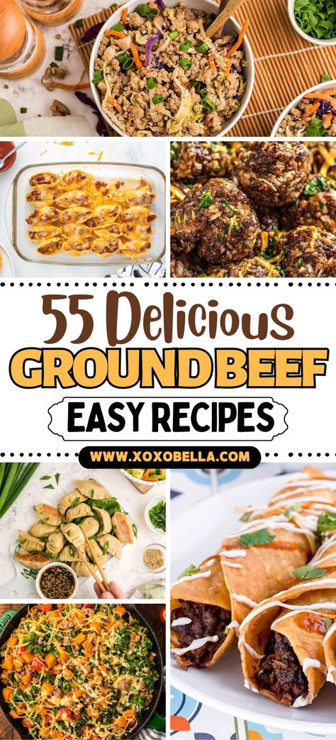 Unleash your inner chef with these fantastic ground beef recipes! Ground beef is a hearty staple that’s used in many classic recipes. Perhaps you already have your own family favorites featuring this versatile ingredient. Are you looking for new ideas? We have compiled 66 ground beef recipes you don’t want to miss. This mouthwatering collection includes scrumptious dishes like ground beef stroganoff, Jamaican grilled beef patties and cumin beef fried rice. Ground Beef Unique Recipes, Chicken Beef Recipes, Ground Beef Side Dishes, Things To Cook With Hamburger Meat, Sweet Ground Beef Recipes, Indian Food Recipes Ground Beef, Ground Beef Flat Top Recipes, Dinner Made With Ground Beef, Ground Beef Entrees