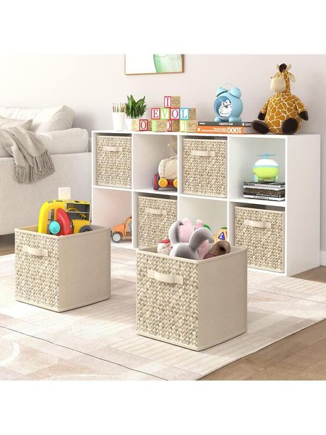 6 Pack Fabric Storage Cubes with Handle, Foldable 11 Inch Cube Storage Bins, Storage Baskets for Shelves, Storage Boxes for Organizing Closet Bins | SHEIN USA Organizing Closet, Storage Baskets For Shelves, Living Room Nook, Fabric Storage Bin, Fabric Storage Cubes, Baskets For Shelves, Cube Storage Bins, Storage Cubes, Fabric Storage Boxes