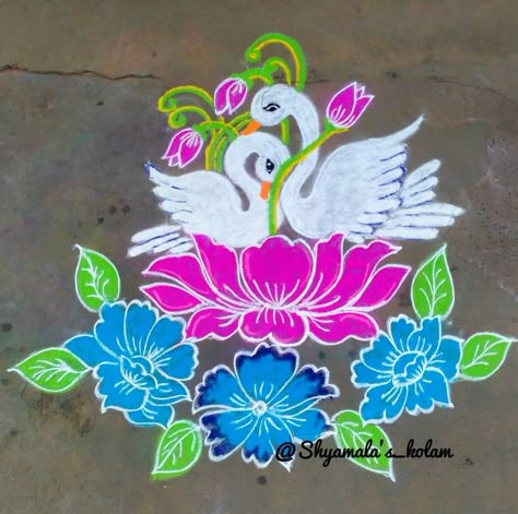 Big Unique Rangoli Designs, 2025 Rangoli Design, Birds Rangoli Designs, Rangoli Designs Unique Beautiful, Round Rangoli Designs Latest Unique, New Year Rangoli Latest, New Year Muggulu 2025, Creative Rangoli Designs For Competition, Best Rangoli Designs For Competition