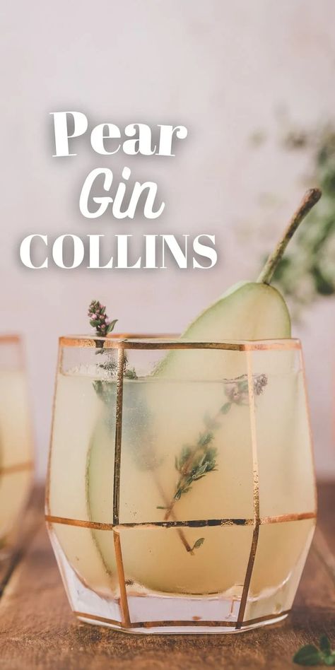 Gin Collins, Pear Gin, Pear Drinks, Gin Fizz Recipe, Gin Drink Recipes, Gin Fizz Cocktail, Pear Cocktails, Fizz Cocktail, Canned Pears