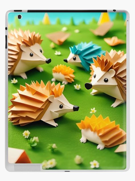 "Origami Art - Prickly Pals: A Hedgehog Family Frolic on the Grass" iPad Case & Skin for Sale by ArtfulFolds | Redbubble A Hedgehog, Origami Art, Ipad Skin, The Grass, Simple Pleasures, Ipad Case, Origami, Diy Projects, Ipad