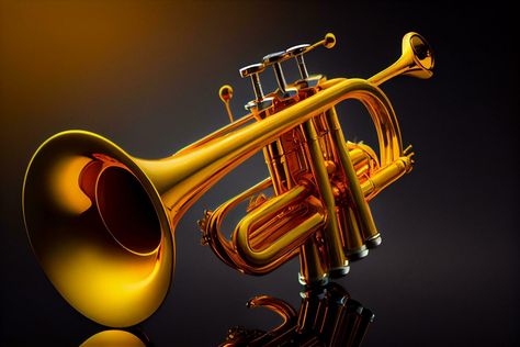 Shiny brass trumpet golden style instrument ,generative AI Trumpet Images, Photo Search, Free Photos, Royalty Free Stock Photos, Free Download, For Free, Wallpapers, Stock Photos, Brass