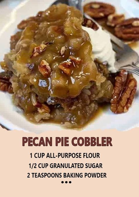 Pecan Pie Cobbler Pecan Cobbler Recipe, Gooey Pecan Pie, Pecan Desserts Recipes, Pecan Pie Cobbler, Pumpkin Cobbler, Cobbler Recipes Easy, Pecan Cobbler, Cobbler Easy, Pecan Desserts