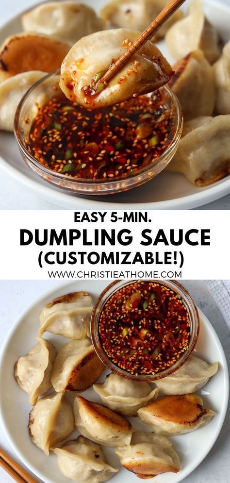 This is the best dumpling sauce made with simple ingredients that is fully customizable! It's easily made in 5 minutes and it will take your dumplings to the next level! Dumplings Appetizer, Homemade Dumpling Sauce, The Best Dumpling Sauce, Baked Dumplings, Soup Dumpling Sauce Recipe, Mini Dumplings, Dumpling Sauce Recipe Easy, Simple Dumpling Sauce, Pork Dumplings Sauce