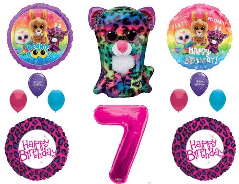 Beanie Boo Birthday Party, Cheetah Birthday Party, Beanie Boo Party, Beanie Boo Birthdays, Cheetah Birthday, Boo Board, Birthday Party Balloons, Balloons Decoration, 4th Birthday Party