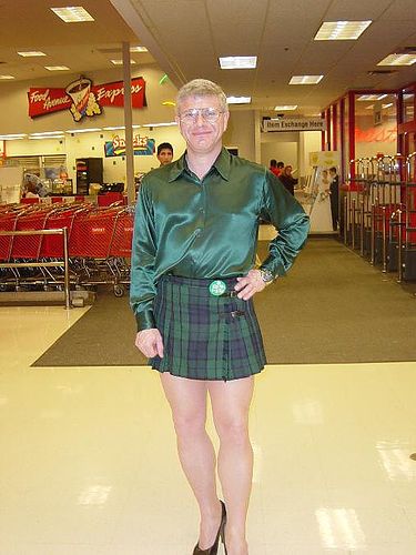 Saint Patrick's Day 2004  in Target | by Dale Miller Man In Skirt, Men In Skirts, Guys In Skirts Fashion, Men In Skirts Fashion Editorial, 2004 Fashion, Boys Wearing Skirts, Rock Style Men, Genderqueer Fashion, Guys In Skirts