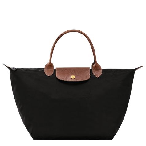 Longchamp Bag, Longchamp Bags, Recycled Canvas, Woman Bags Handbags, Handbag Black, Feminine Design, Black Canvas, Longchamp Le Pliage, Work Fashion