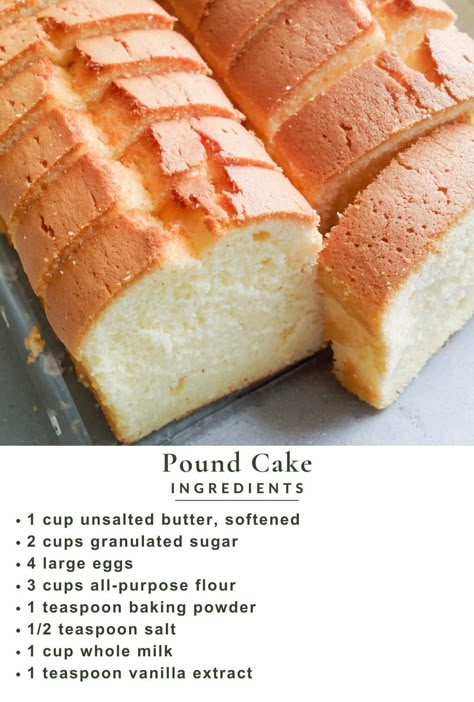 Quick N Easy Desserts, Pound Cake Recipes Videos, Butter Pound Cake Recipe Moist, Homemade Pound Cake Recipe, Pound Cake Recipes Easy, Cake Loaf, Baking Journal, Homemade Cookbook, Loaf Cakes