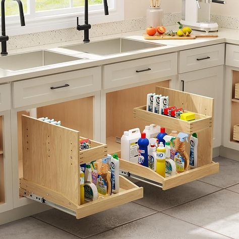 Sliding Shelf, Cabinet For Kitchen, Under Sink Organizer, Under Kitchen Sink, Pull Out Cabinet, Kitchen Cabinet Inspiration, Cabinet Inspiration, Kitchen Sink Storage, Kitchen Sink Design