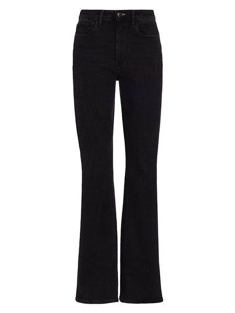 "Find 3X1 Maya Heels High-rise Stretch Bootcut Jeans on Editorialist. An elongating bootcut silhouette defines 3x1's Maya Heels jeans, crafted of stretch denim with a flattering high waist. Five-pocket style Zip fly 92% cotton/modal/6% polyester/2% elastane Machine wash Made in Italy SIZE & FIT High-rise bootcut silhouette Rise, about 11\" Inseam, about 35\" Leg opening, about 17.75\" Model measurements: 5'10\" tall Model is wearing a US size 4. 3x1. Color: Black Atlantic. Size: 25." Bootcut Jeans Black, Western Wear For Women, Heels High, Jean Jeggings, Tall Model, Western Wear, Model Measurements, Jeggings, Bootcut Jeans