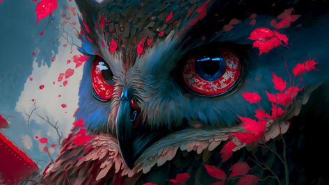 AI GENERATED WALLPAPER 4K - MAGIC OWL Wallpaper 4k, I Hope, Wallpapers, Red