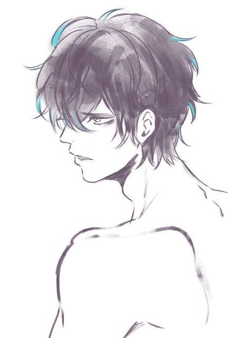 Male Side Hair Drawing, Anime Guy Side Profile Reference, Male Hair Reference Side View, Hair Drawing 3/4 View, Ponytail Drawing Side View, Anime Hair Reference Side View, Boy Hair Drawing Side View, Side View Drawing Boy, Anime Guy Side View