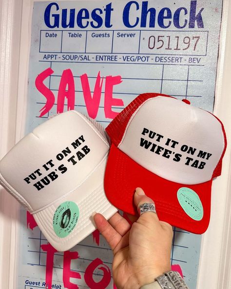 ***politely smiles at husband and blows a kiss**😘 #putitonmyhusbandstab #marriagehumor #couplegoals❤️ #matchinghats Fun Wedding Gifts, Honeymoon Gift, Married Gift, Hat Party, Nashville Style, Honeymoon Gifts, Best Wedding Gifts, Leather Decor, Girls Weekend