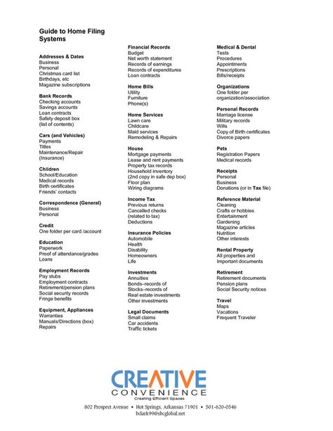 Guide to Home Filing Systems - TONS OF OTHER GOOD FILE ORGANIZING POSTS PINNED BY THIS SAME GIRL Personal File Categories, File Folder Categories, Family File Categories, Business Filing System Categories, Home File System, Home Filing System Categories Free Printable, Home Filing System Categories, Home Filing System, Filing Cabinet Organization