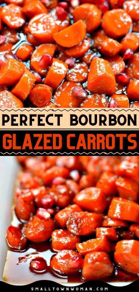 BOURBON GLAZED CARROTS, thanksgiving sides, thanksgiving dinner recipes Bourbon Carrots, Bourbon Glazed Carrots, Carrots Thanksgiving, Carrots Glazed, Thanksgiving Side Dishes Crockpot, Christmas Dinner Side Dishes, Brown Sugar Sauce, Christmas Dinner Sides, Christmas Side Dish Recipes