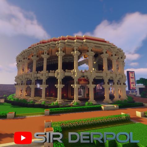 Arena Minecraft Build, Colloseum Minecraft, Minecraft Rome Builds, Minecraft Gladiator Arena, Ancient Greek Minecraft Builds, Greek Architecture Minecraft, Ancient Greece Minecraft, Minecraft Landmarks, Minecraft Arena Ideas