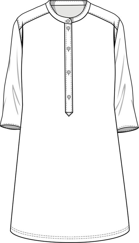 Kurta Illustration, Fashion Sketch Template, Fashion Sketches Men, Fashion Illustration Tutorial, Flat Drawings, Fashion Design Template, Fashion Drawing Sketches, Loungewear Fashion, Dress Illustration