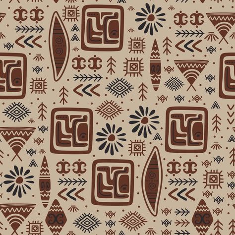 Ethnic Seamless Pattern Tribal Motif Seamless Tattoo, Aztec Pattern Wallpaper, Etnic Pattern, Aztec Flower, Native Decor, Ethnic Print Pattern, Abstract Geometric Art Print, Africa Art Design, Ethnic Pattern Design