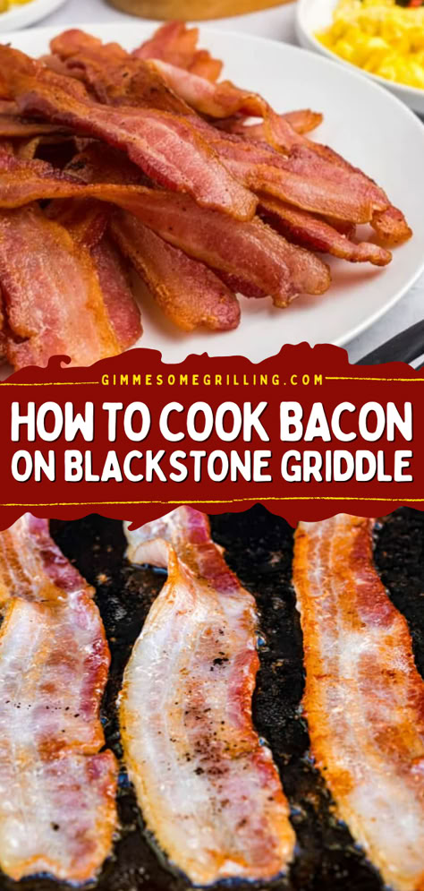 Learn how to cook bacon on Blackstone Griddle. This is the BEST bacon you’ll ever have. You can make it perfect crisp or chewy whichever you prefer. Nothing like homemade pancakes and bacon for breakfast on the Blackstone griddle. Boiling Bacon How To, Cooking Bacon On The Stove, How To Fry Bacon In A Pan, How To Cook Bacon On The Stove, Easy Way To Cook Bacon, Boil Bacon, How To Cook Bacon, Boiling Bacon, How To Fry Bacon