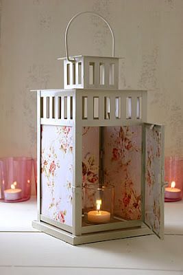 Diy Lantern Centerpieces, Ikea Lantern, Shabby Chic Lanterns, Ikea Lanterns, Lantern House, Diy Shabby Chic, Chic House, Lantern Centerpieces, Pottery Barn Inspired