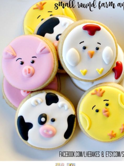 Farm Animal Sugar Cookies, Animal Sugar Cookies, Cake Sugar Cookies, Cow Cookies, Animals Cake, Farm Cookies, Creative Baking, Iced Sugar Cookies, Spring Cookies