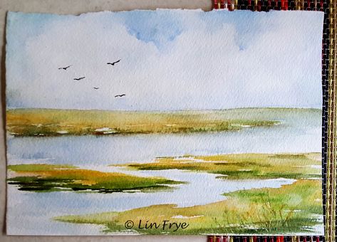 https://flic.kr/p/Dy3pu1 | Marsh | Journal- Sketching the marsh from our trip to the beach last week. Marsh Watercolor, Watercolour Journal, Watercolor Pens, Vast Landscape, Basic Watercolor, Water Paint, Watercolor Water, Landscape Sketch, Diy Watercolor Painting