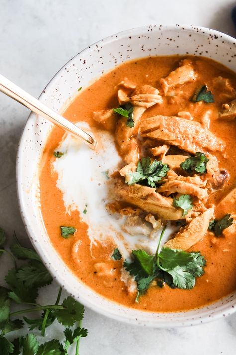 We took classic Indian chicken tikka masala and turned it into a soup that is the definition of cozy. Slurping encouraged. Tikka Masala Soup, Creamy Soups, Tikka Masala Sauce, Chicken Tikka Masala Recipes, Masala Sauce, Modern Proper, Tikka Masala Recipe, Tandoori Masala, Fall Soup Recipes