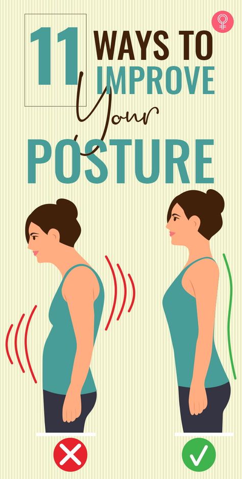 11 Ways To Improve Your Posture: From brushing your teeth to working out, keeping your backbone straight is essential for living a healthier, happy life. If you have been looking for ways to improve your posture, you are at the right place. #posture #health #fitness Good Posture Exercises, Fix Posture, Female Posture, Fix Bad Posture, Better Posture Exercises, Forward Head Posture Exercises, Posture Correction Exercises, Shoulder Posture, Posture Fix