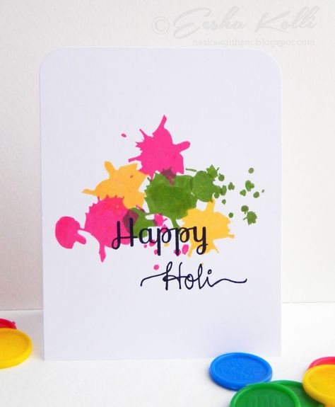 Love for art in many forms: Happy Holi - Eesha Kolli handmade cards  #handmadecards #greetingcards #DIY #handmade #holi Holi Card, Holi Painting, Holi Greeting Cards, Holi Drawing, Holi Theme, Holi Pictures, Holi Greetings, Festival Of Colours, Holi Poster