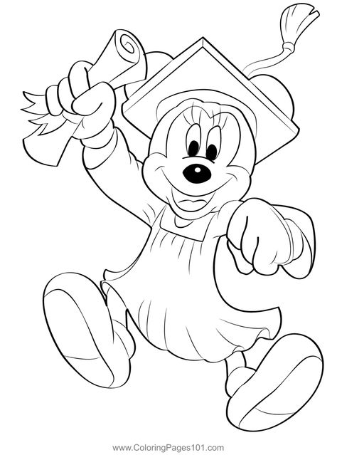 Enjoy Graduation Day With Mickey Coloring Page Graduation Coloring Pages, Mickey Graduation, Mickey Mouse Graduation, Hello Kitty Graduation, Mickey Coloring Pages, Disney Drawing, Mickey Mouse Coloring Pages, Mouse Art, Disney Princess Coloring Pages