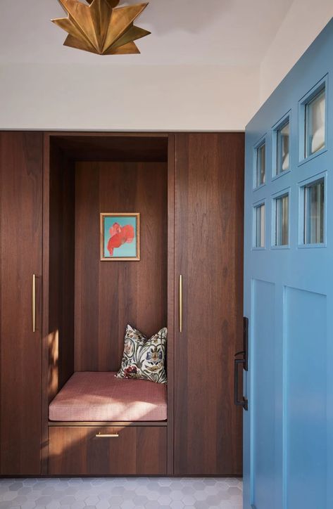 33 Mudroom Ideas Interior Designers Stand By | Architectural Digest Back Door Drop Zone, Mudroom Wardrobe, Build A Small House, Entryway Drop Zone, Entryway Mudroom Ideas, Mid Century Modern Remodel, Basement Entry, Mudroom Storage Ideas, Functional Mudroom